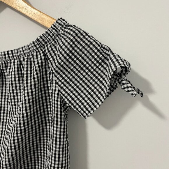 Aqua Black & White Gingham Print Crop Top Size Medium - Picture 6 of 7